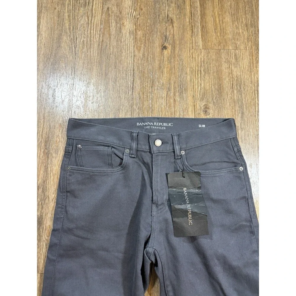Banana Republic Traveler Pant Slim Fit 30x32 Gray Mens 5-Pocket Stretch NWT